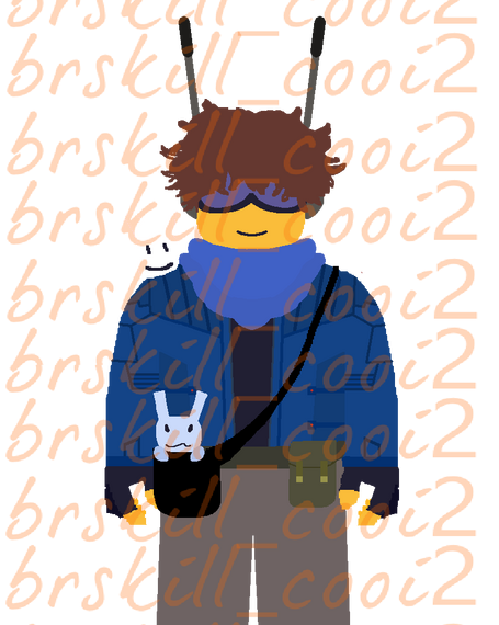 Drawing of @thebluebazooka's roblox avatar.